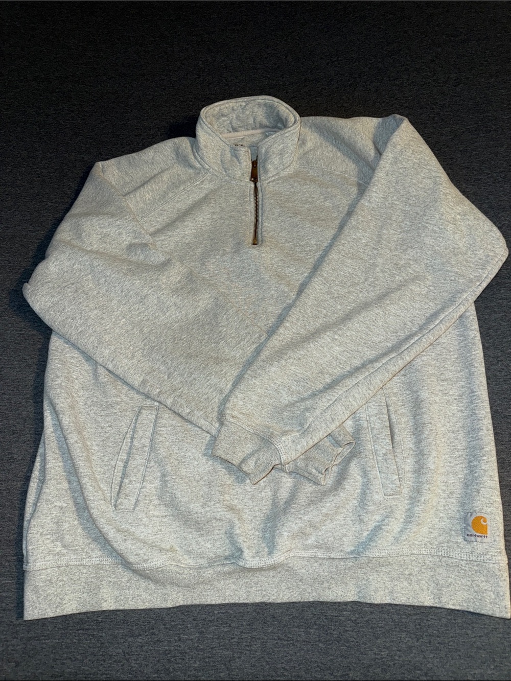 Carhartt Light Heather Gray Zip-Front Pullover Sweater